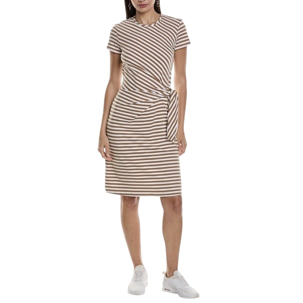 J McLaughlin Catalina Cloth Elora Tie Brown Striped Dress Size Small Nautical